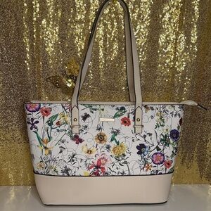 Elegant Floral Cream Tote Bag